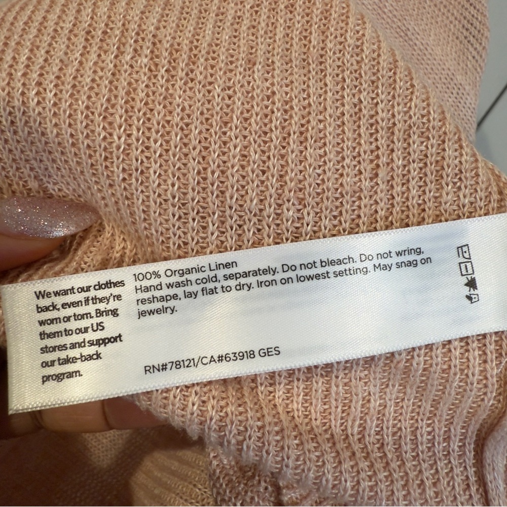 Eileen Fisher Organic Linen Open Knit Cardigan Pink Women Size S Lightweight - Picture 7 of 11